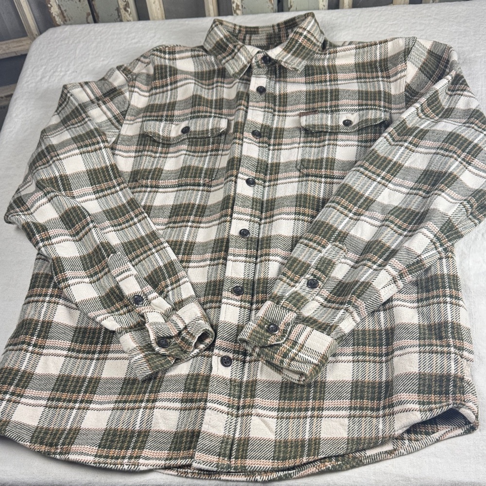 Vintage Orvis Forest Green and Tan Plaid Shirt